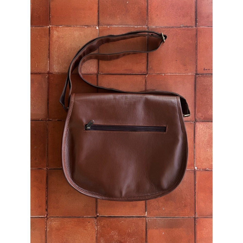 Rustic Town Brown Leather Crossbody Satchel Bag Renaissance Faire 13x11” NWOT - Picture 5 of 6